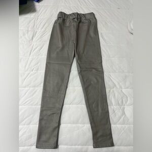 SLATE GREY “LEATHER” LEGGINGS W FLEECE INSIDE